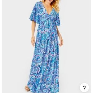 Lilly Pulitzer Minka Maxi Dress, Commotion in The Ocean Blue Grotto NWT